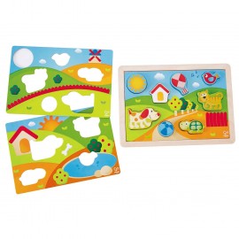 PUZZLE ENCAJABLE 3 EN 1 PEPE Y EMIGOS de HAPE