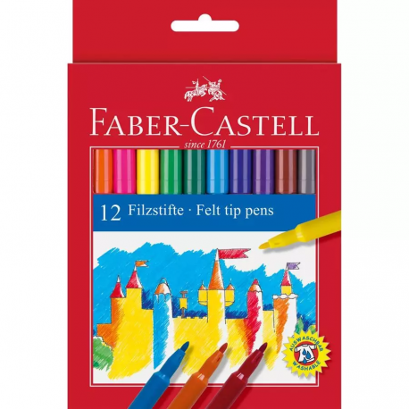 12 LAPICES ROTULADORES ESTUCHE DE CARTON - FABER CASTELL