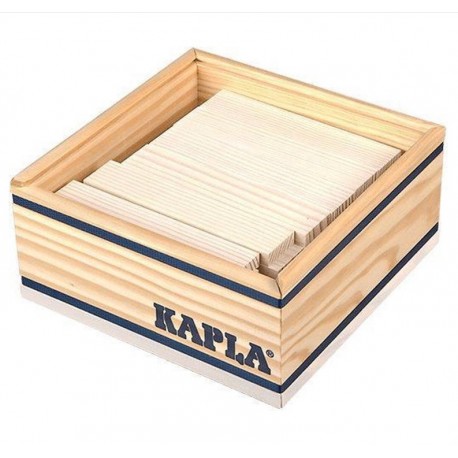 CAJA de MADERA con 40 PLAQUITAS BLANCAS de CONSTRUCCIÓN de KAPLA