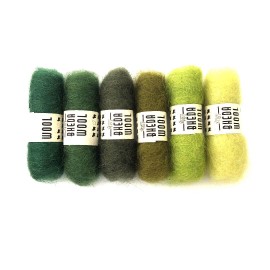 SET 6 COLORES LANA CARDADA TONOS VERDES – MINI BHEDAWOOL