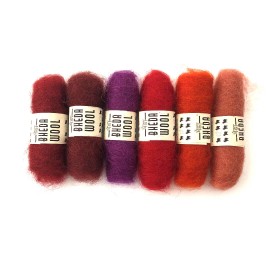 SET 6 COLORES LANA CARDADA TONOS ROJOS – MINI BEHDAWOOL