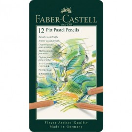 12 LAPICES PASTEL PITT EN ESTUCHE DE METAL - FABER CASTELL