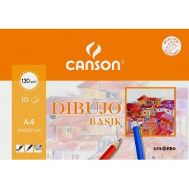 PAPEL DE DIBUJO CANSON GUARRO MINIPACK A4 BASIK LISO 10 HOJAS