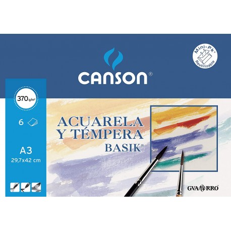 PAPEL DE ACUARELA CANSON GUARRO MINIPACK A4 BASIK 6 HOJAS